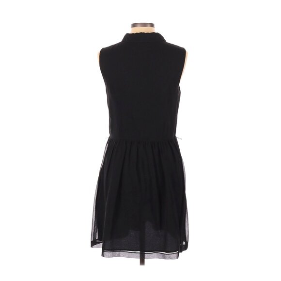 Kensie Sleeveless Black A-Line Dress With Button Front & Sheer Overlay - Picture 3 of 5